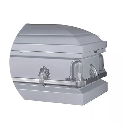 Gray casket on a white background